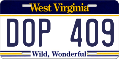 WV license plate DOP409