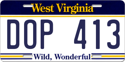 WV license plate DOP413