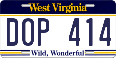 WV license plate DOP414