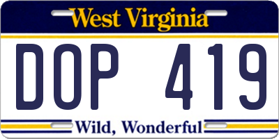 WV license plate DOP419