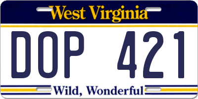 WV license plate DOP421