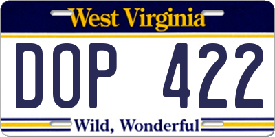 WV license plate DOP422