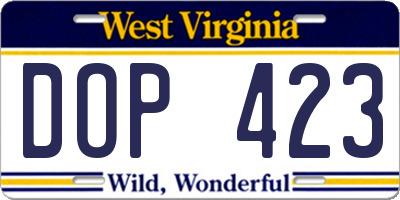 WV license plate DOP423