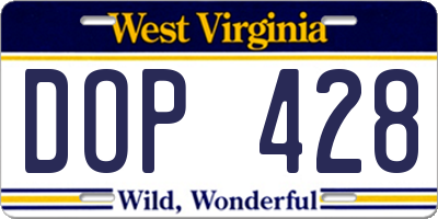WV license plate DOP428