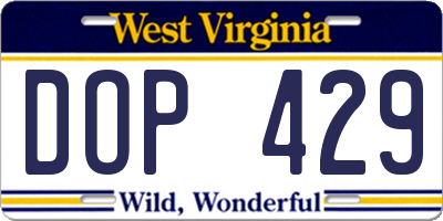 WV license plate DOP429