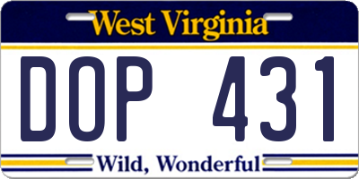 WV license plate DOP431