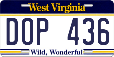 WV license plate DOP436