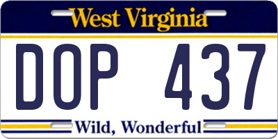 WV license plate DOP437