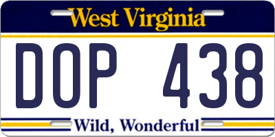 WV license plate DOP438