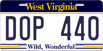 WV license plate DOP440