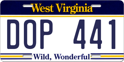 WV license plate DOP441