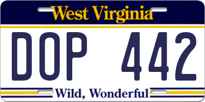 WV license plate DOP442