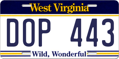 WV license plate DOP443