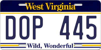 WV license plate DOP445