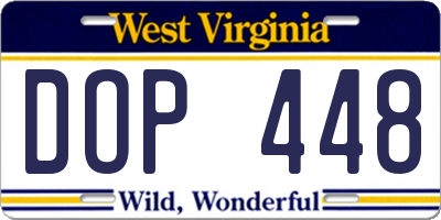 WV license plate DOP448