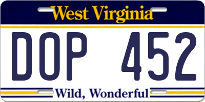 WV license plate DOP452