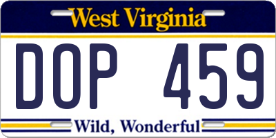 WV license plate DOP459