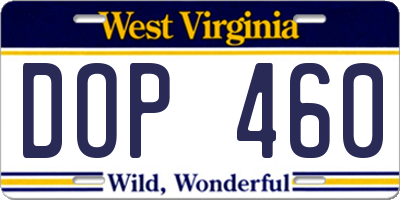 WV license plate DOP460