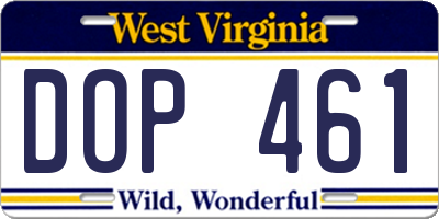 WV license plate DOP461