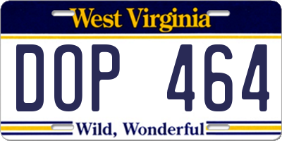 WV license plate DOP464