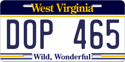 WV license plate DOP465