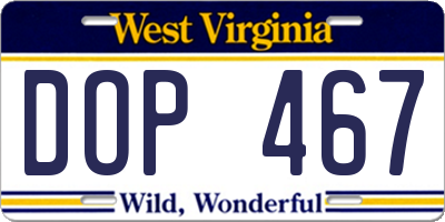 WV license plate DOP467
