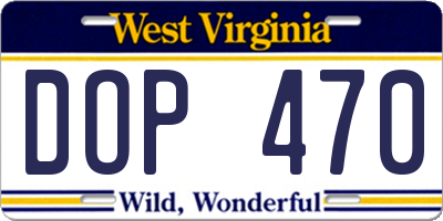 WV license plate DOP470