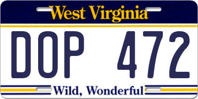 WV license plate DOP472