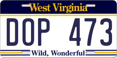WV license plate DOP473