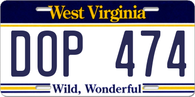 WV license plate DOP474