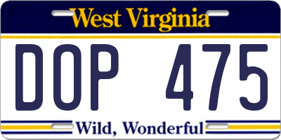 WV license plate DOP475
