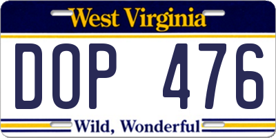 WV license plate DOP476