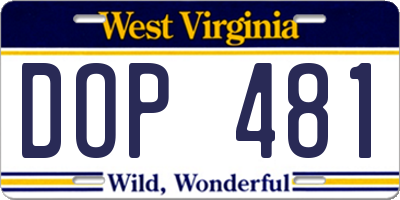 WV license plate DOP481
