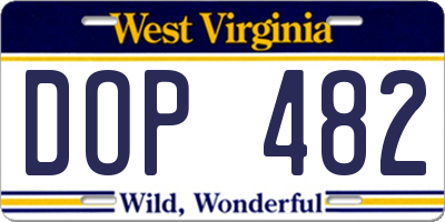 WV license plate DOP482