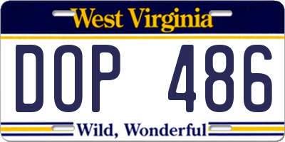WV license plate DOP486
