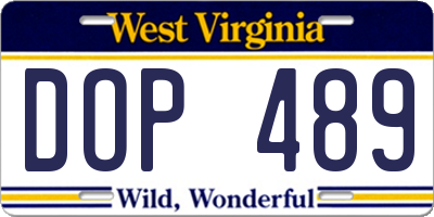 WV license plate DOP489