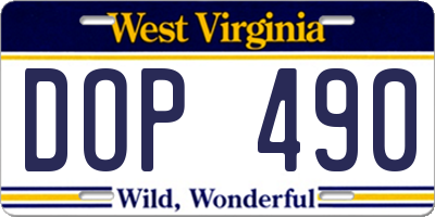WV license plate DOP490