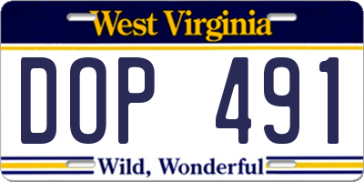 WV license plate DOP491