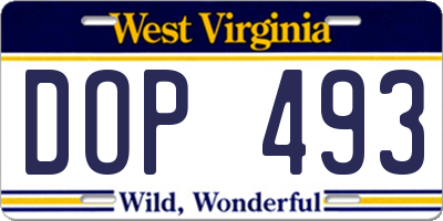 WV license plate DOP493