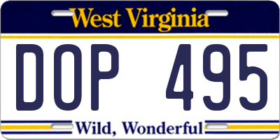 WV license plate DOP495