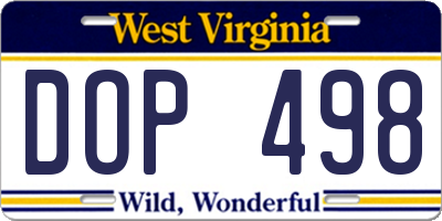 WV license plate DOP498