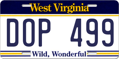 WV license plate DOP499