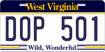 WV license plate DOP501