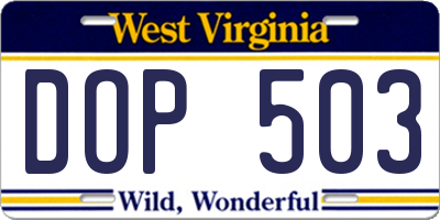 WV license plate DOP503