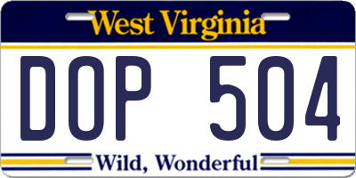 WV license plate DOP504
