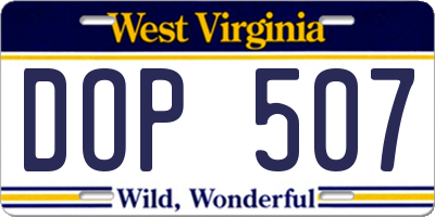 WV license plate DOP507