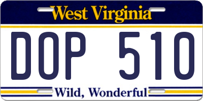 WV license plate DOP510