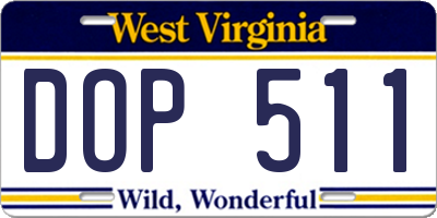 WV license plate DOP511