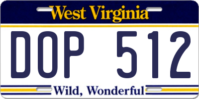 WV license plate DOP512