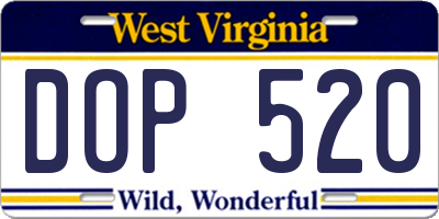 WV license plate DOP520
